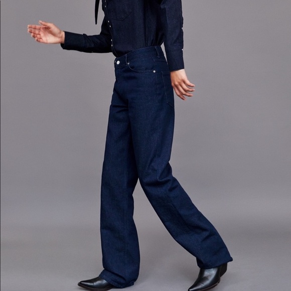 ZARA Heritage Straight Sunset Blue Denim Jeans 2 - Picture 7 of 14